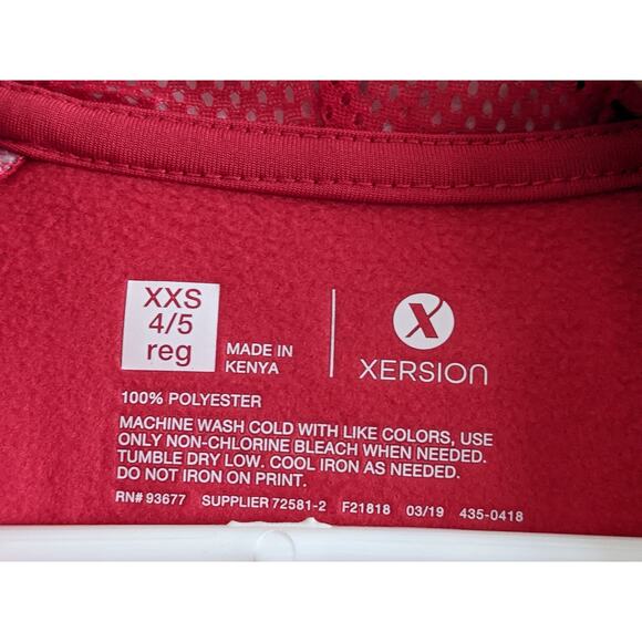 Xersion Red Zip-up Hoodie Sz XXS/4-5 Black Stripe Hood Pockets - Picture 5 of 6